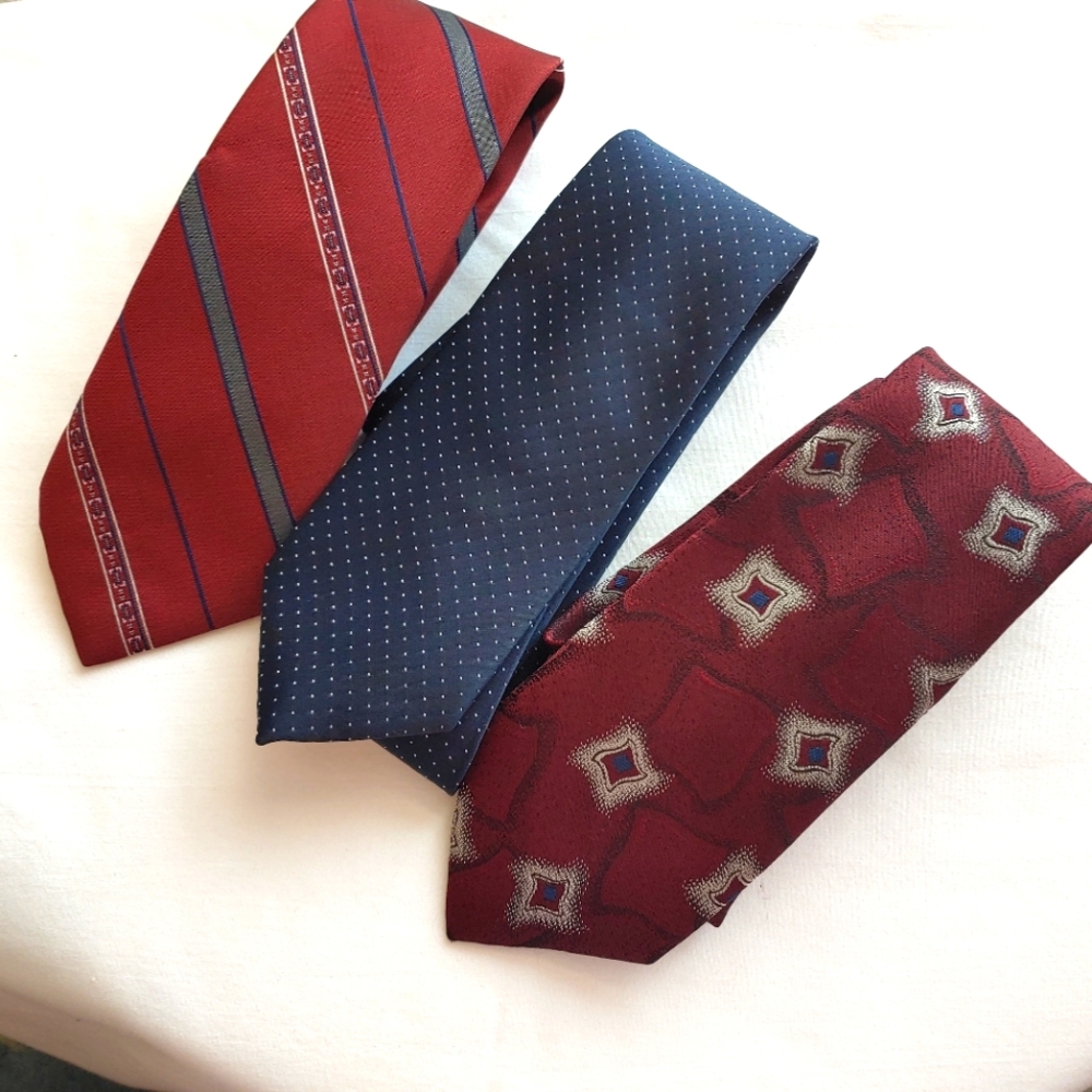 Men's Ties Assorted Brands Red and Blue - Lot of 3